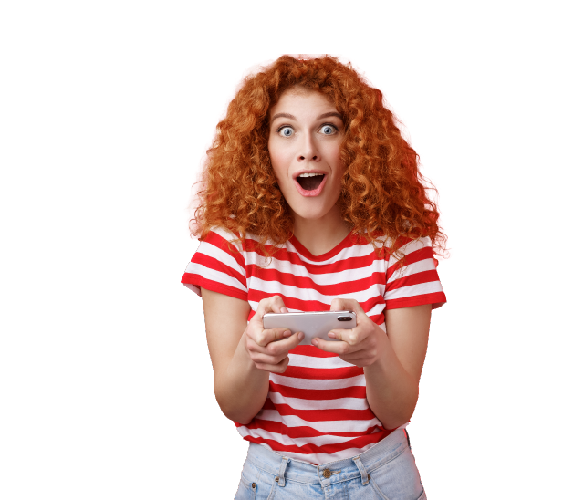 Woman with smartphone looking amazed